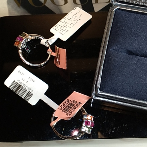 Channel Setting Lustro Stella MulitColor Cluster Diamond Ring Platinum - Picture 8 of 13